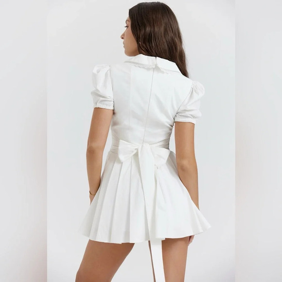 House of CB Piera White Pleated Mini Dress - Picture 5 of 12